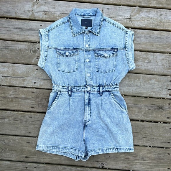 Blank NYC Light Blue Denim Romper - Picture 1 of 12